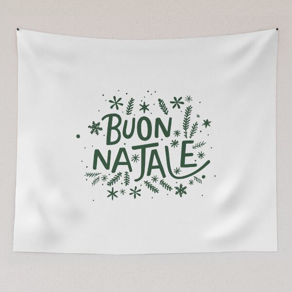 Item preview, Buon Natale – Elegant Christmas green Text with Snowflakes and Pine Twigs designed and sold by EmeraldeaDesign.
