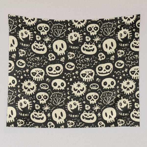 Item preview, Primitive tribal Halloween pattern with spooky skulls. designed and sold by Piotrek0001.