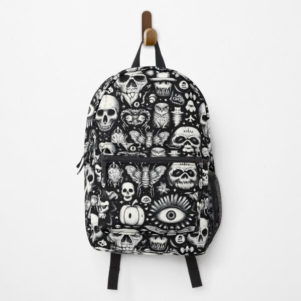 Item preview, Nightmarish stippling style pattern with monsters and an owl. designed and sold by Piotrek0001.
