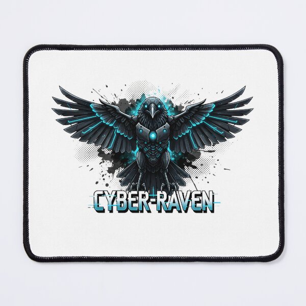 Item preview, CYBER-RAVEN Armored Bird with Neon Blue Accents Graphic designed and sold by NewYorkColours.