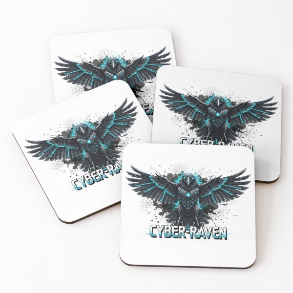 Item preview, CYBER-RAVEN Armored Bird with Neon Blue Accents Graphic designed and sold by NewYorkColours.
