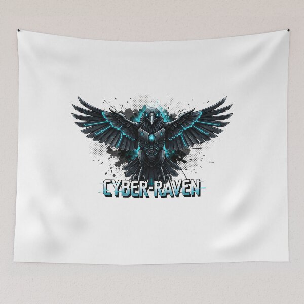Item preview, CYBER-RAVEN Armored Bird with Neon Blue Accents Graphic designed and sold by NewYorkColours.