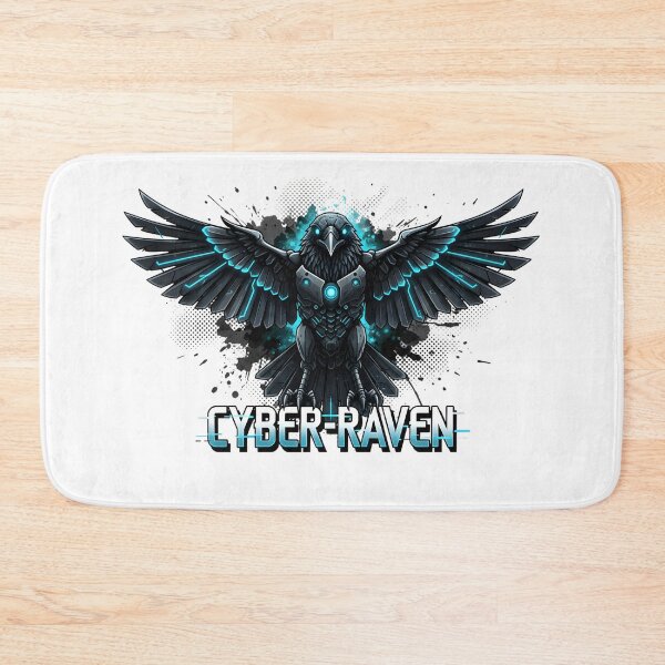 Item preview, CYBER-RAVEN Armored Bird with Neon Blue Accents Graphic designed and sold by NewYorkColours.