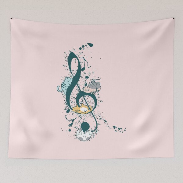Item preview, Cats Playing Music Note - Adorable Animals Funny Art designed and sold by chillaxcats.