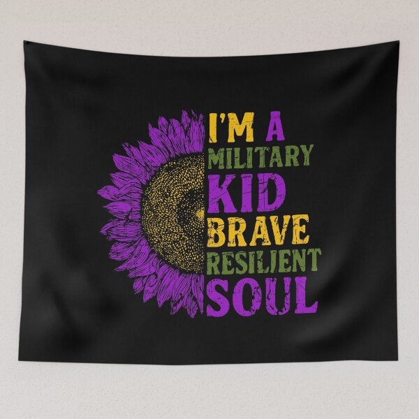 Item preview, I'm a Military Kid Brave Heart Resilient Soul Sunflower designed and sold by Dolphin Graphic.