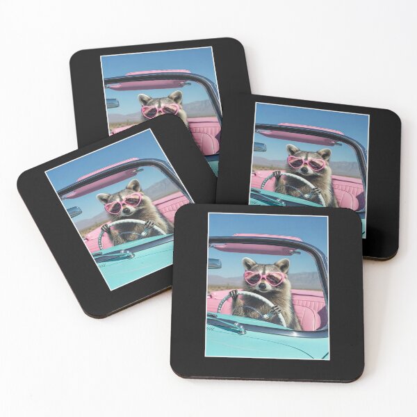 Item preview, Raccoon Driving Car Wearing Heart Sunglasses Meme designed and sold by elderberry.