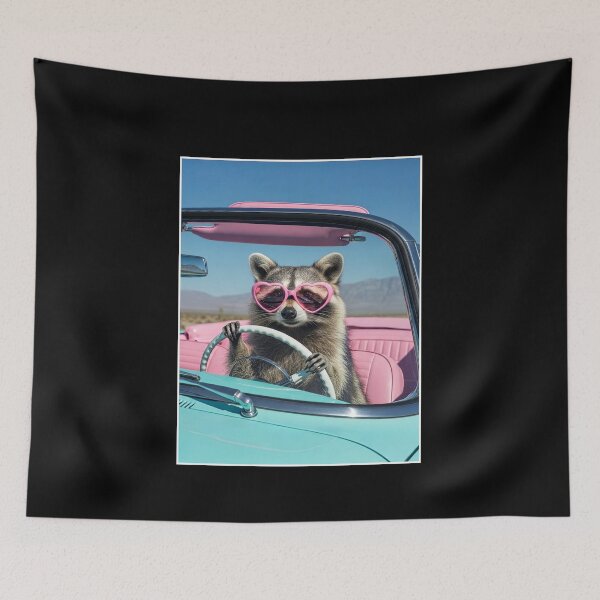 Item preview, Raccoon Driving Car Wearing Heart Sunglasses Meme designed and sold by elderberry.