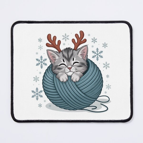 Item preview, Cozy Kitten in Yarn, Christmas Vibes designed and sold by smilesupplyco..