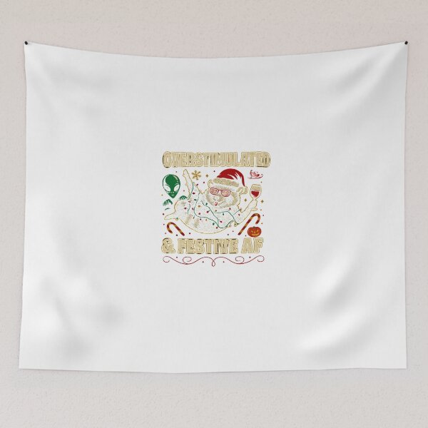 Item preview, Overstimulated & Festive AF - Alien Holiday Party – Raccoon Lights & Wine Madness Christmas Classic T-Shirt designed and sold by inkfluenceart.