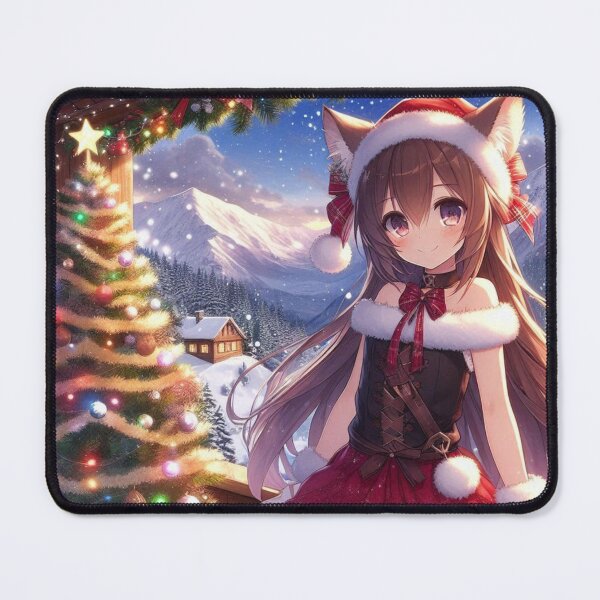 Item preview, Christmas Anime Cute Girlfriend romantic getaway holiday with cat ears and tail Christmas Theme (silvergoldvisionary) designed and sold by SGVisionary.