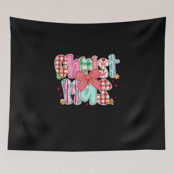 Item preview, Patchwork Merry Christmas With Red Bow designed and sold by MOHITSALVI.