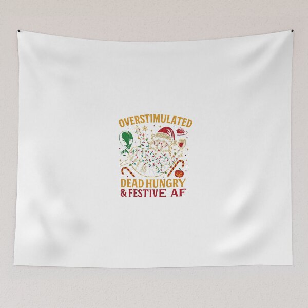 Item preview, Overstimulated & Festive AF - Alien Holiday Party – Raccoon Lights & Wine Madness Christmas Classic T-Shirt designed and sold by inkfluenceart.