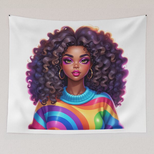 Item preview, Rainbow Afro Queen – Colorful Melanin Beauty designed and sold by Lulunza.