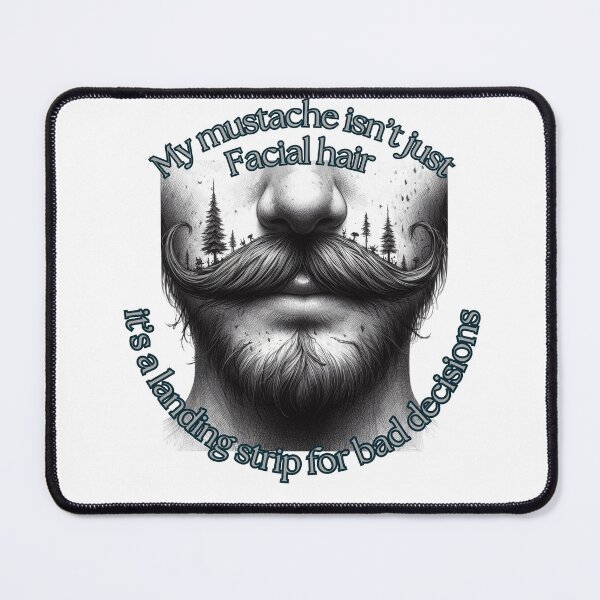 Item preview, "Landing Strip for Bad Decisions – Mustache Humor Art" designed and sold by AUDACIOUS-JADE.