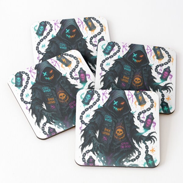 Item preview, Urban Wraith – Kawaii Graffiti Ghost with Floating Spray Cans | Pastel Street Spirit Art designed and sold by Snackwear Apparel.