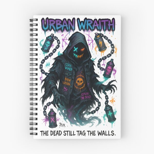 Item preview, Urban Wraith – Kawaii Graffiti Ghost with Floating Spray Cans | Pastel Street Spirit Art designed and sold by Snackwear Apparel.