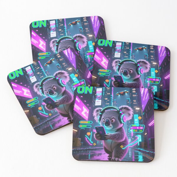 Item preview, Gamer Koala with Headphones Cyberpunk - Game On designed and sold by Koalangel.