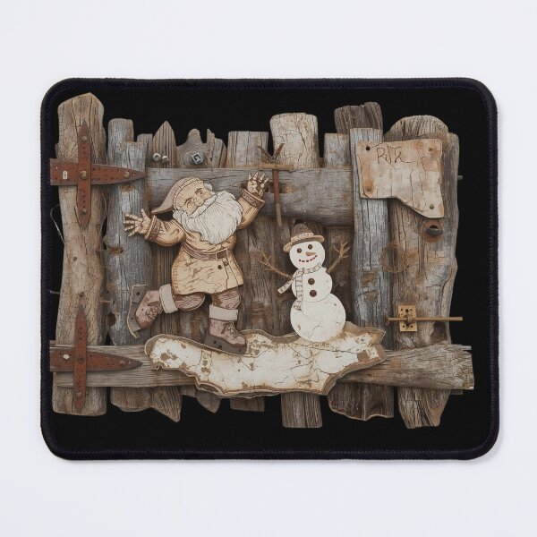 Item preview, Driftwood Christmas Relief Sculpture Santa and Snowman Skating designed and sold by GorinART.