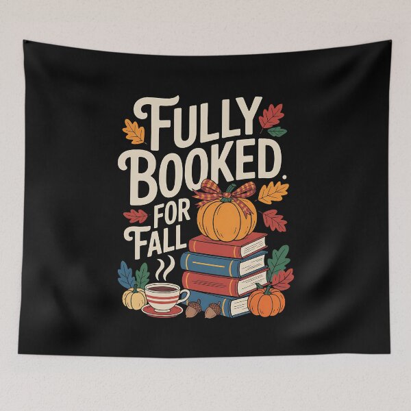 Item preview, Fully Booked for Fall Books Pumpkin Autumn Thanksgiving funny designed and sold by BakeryDozen.