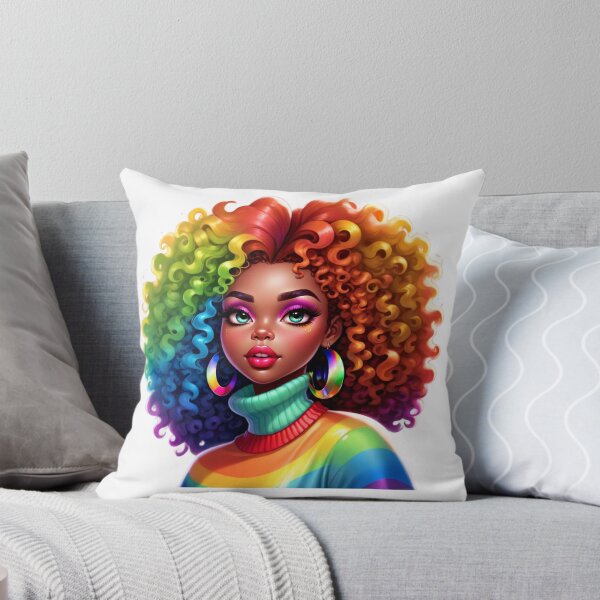Item preview, Vibrant Afro Girl – Bold Rainbow Curls designed and sold by Lulunza.