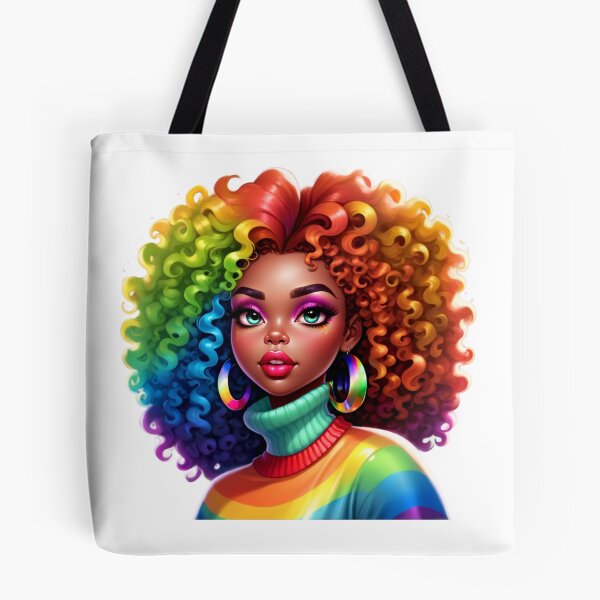 Item preview, Vibrant Afro Girl – Bold Rainbow Curls designed and sold by Lulunza.