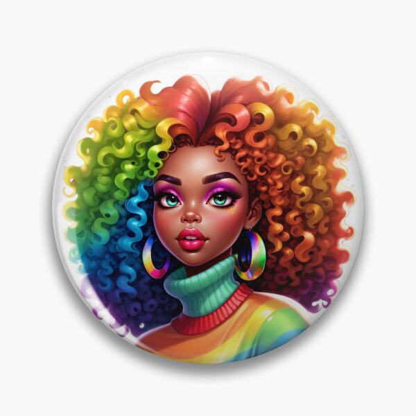 Item preview, Vibrant Afro Girl – Bold Rainbow Curls designed and sold by Lulunza.