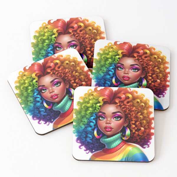 Item preview, Vibrant Afro Girl – Bold Rainbow Curls designed and sold by Lulunza.