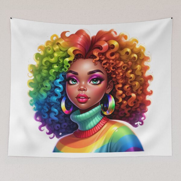 Item preview, Vibrant Afro Girl – Bold Rainbow Curls designed and sold by Lulunza.