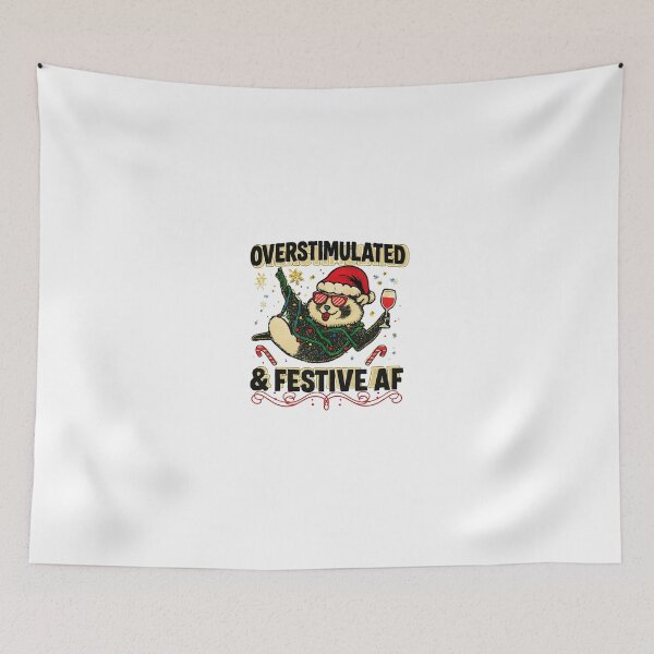 Item preview, Overstimulated & Festive AF - Alien Holiday Party – Raccoon Lights & Wine Madness Christmas Classic T-Shirt designed and sold by inkfluenceart.