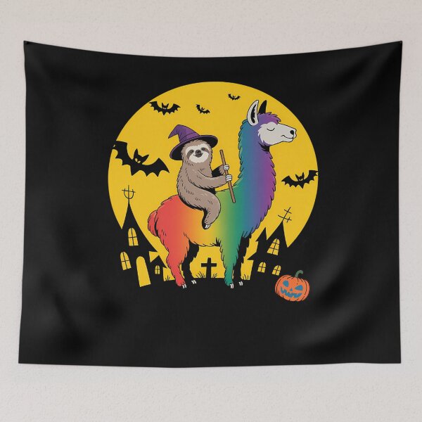 Item preview, Zombie Sloth Riding Llama Unicorn Witch Halloween designed and sold by PeteHomenick.