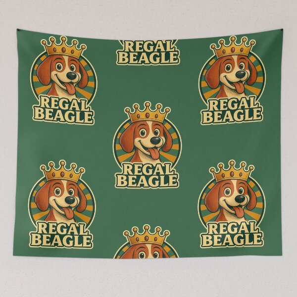 Item preview, Regal Beagle Retro Sunburst Crowned Beagle Illustration - Vintage Cartoon Dog Art Beagle Portrait Vector Printable designed and sold by AnTartstudios.