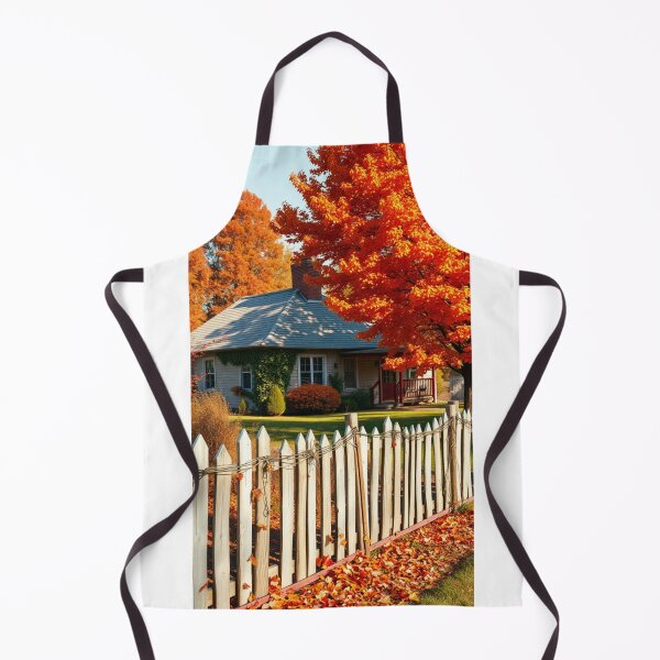 Item preview, Vibrant Autumn Vista | Red Maple & White Picket Fence Home designed and sold by Jade Ado.