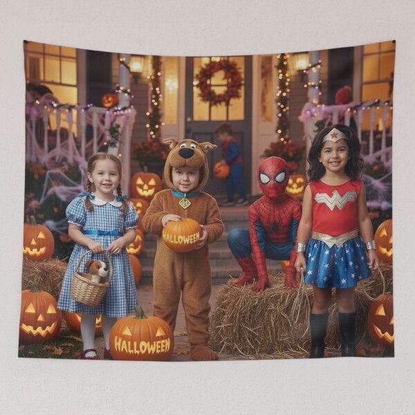 Item preview, Kids in Halloween Costumes Trick-or-Treating designed and sold by DroolWorthyUS.