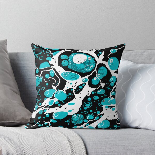 Item preview, Black marble effect with aqua swirls – contrasting and modern designed and sold by colorofmagic.