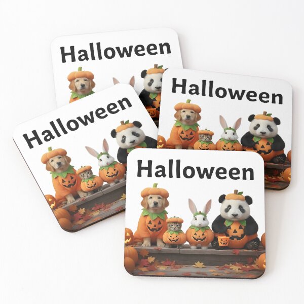 Item preview, Cute Halloween Animals in Pumpkin Costumes designed and sold by DroolWorthyUS.