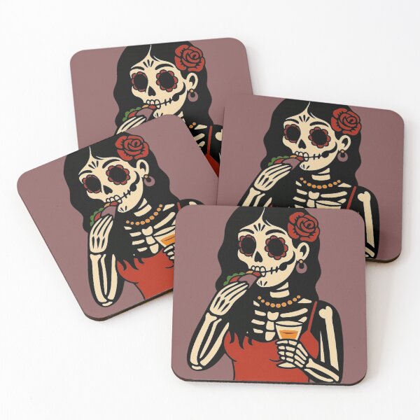 Item preview, Day of the Dead Skeleton Girl Eating Tacos – Funny Mexican Food Art designed and sold by Bella Kiwi Art.
