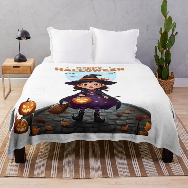 Item preview, Cute Little Witch Trick-or-Treating – Happy Halloween Art designed and sold by DroolWorthyUS.