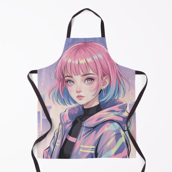 Item preview, "Dreamy Neon Anime Girl – Pastel Cyberpunk Art" designed and sold by Fruzbt.