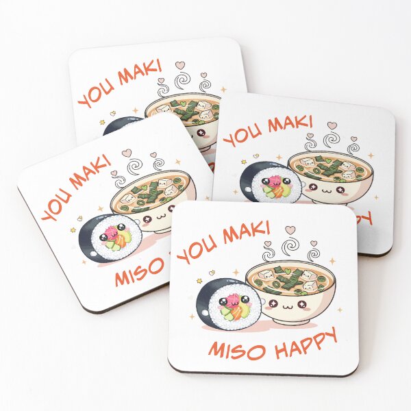 Item preview, Maki Miso Happy Cute Japanese Food Pun designed and sold by ffpdsgn.