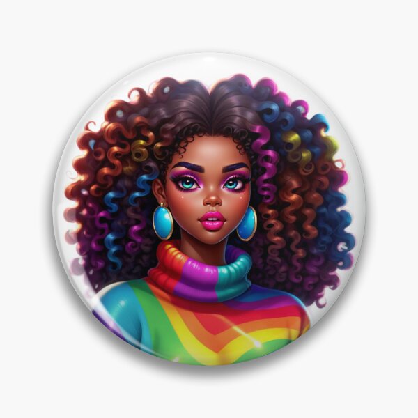 Item preview, Color Explosion – Afro Beauty with Rainbow Hair designed and sold by Lulunza.
