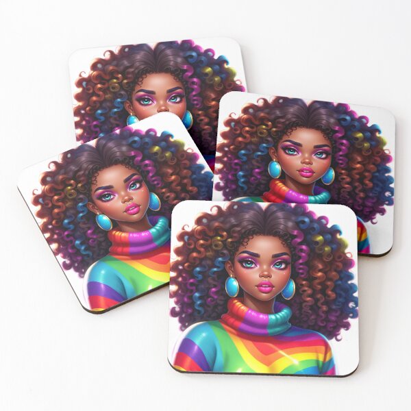 Item preview, Color Explosion – Afro Beauty with Rainbow Hair designed and sold by Lulunza.