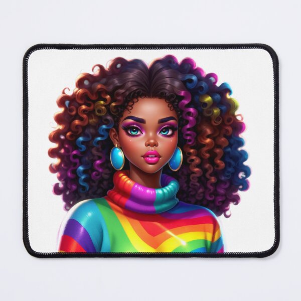 Item preview, Color Explosion – Afro Beauty with Rainbow Hair designed and sold by Lulunza.
