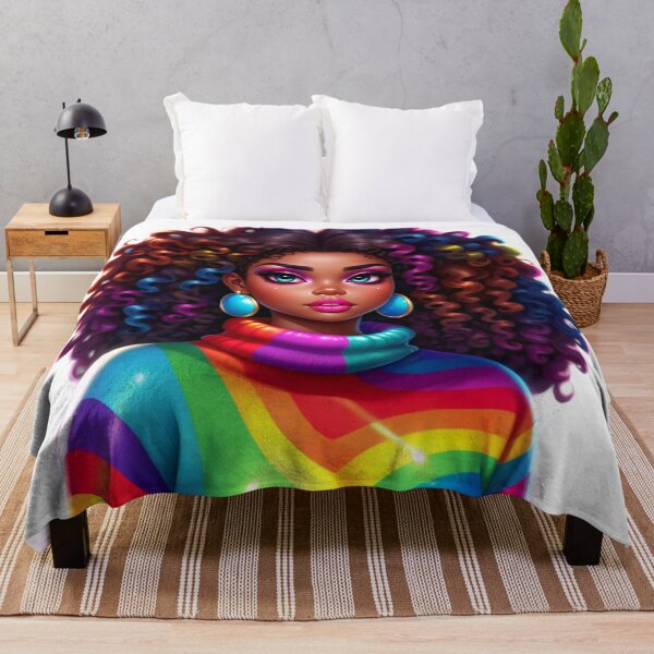 Item preview, Color Explosion – Afro Beauty with Rainbow Hair designed and sold by Lulunza.
