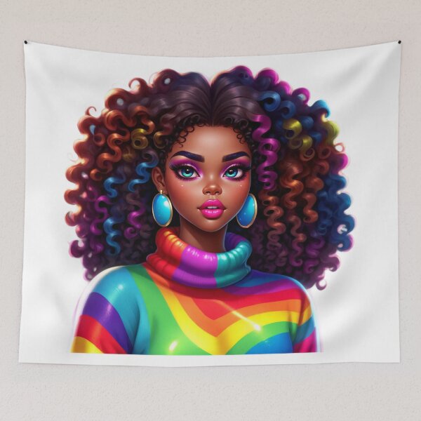 Item preview, Color Explosion – Afro Beauty with Rainbow Hair designed and sold by Lulunza.