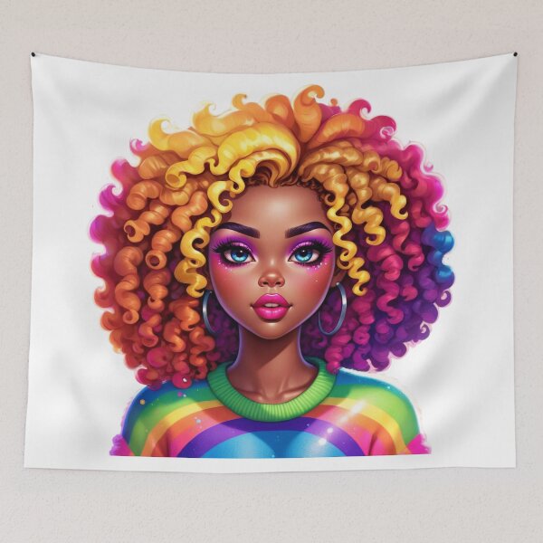 Item preview, Rainbow Curls Queen – Melanin Glow Style designed and sold by Lulunza.