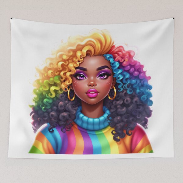 Item preview, Bright Afro Diva – Rainbow Confidence Vibes designed and sold by Lulunza.
