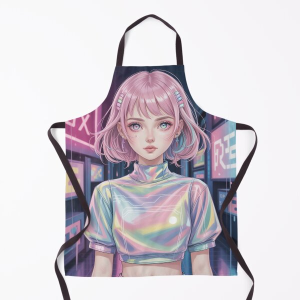 Item preview, "Dreamy Neon Anime Girl – Pastel Cyberpunk Art" designed and sold by Fruzbt.