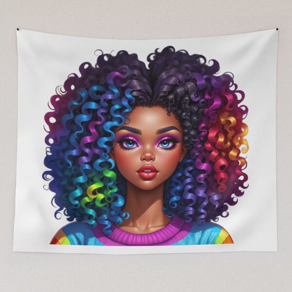 Item preview, Curly Rainbow Girl – Colorful Self Love Energy designed and sold by Lulunza.
