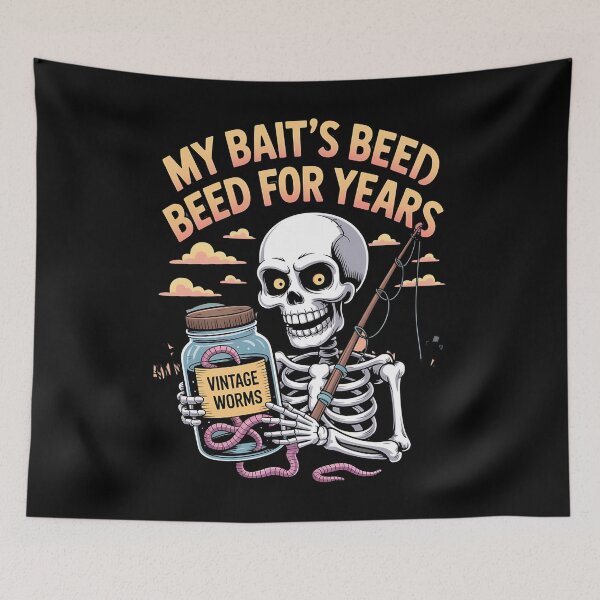 Item preview, skeleton fishing - spooky fisherman - halloween fishing - dark humor fishing - undead angler - bone fisherman - gothic fishing - creepy fishing - skull fisherman - macabre angler - ghost fish designed and sold by JansenGS.