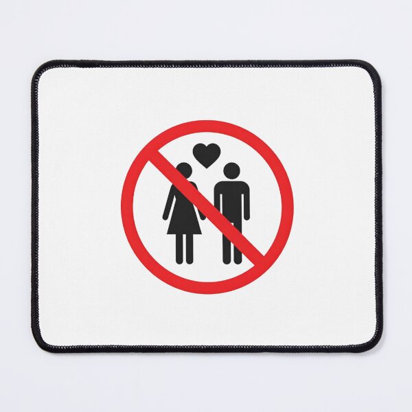 Item preview, No Love – Prohibition Sign with Couple Silhouettes and Heart Symbol on White Background designed and sold by PixelVibe782.